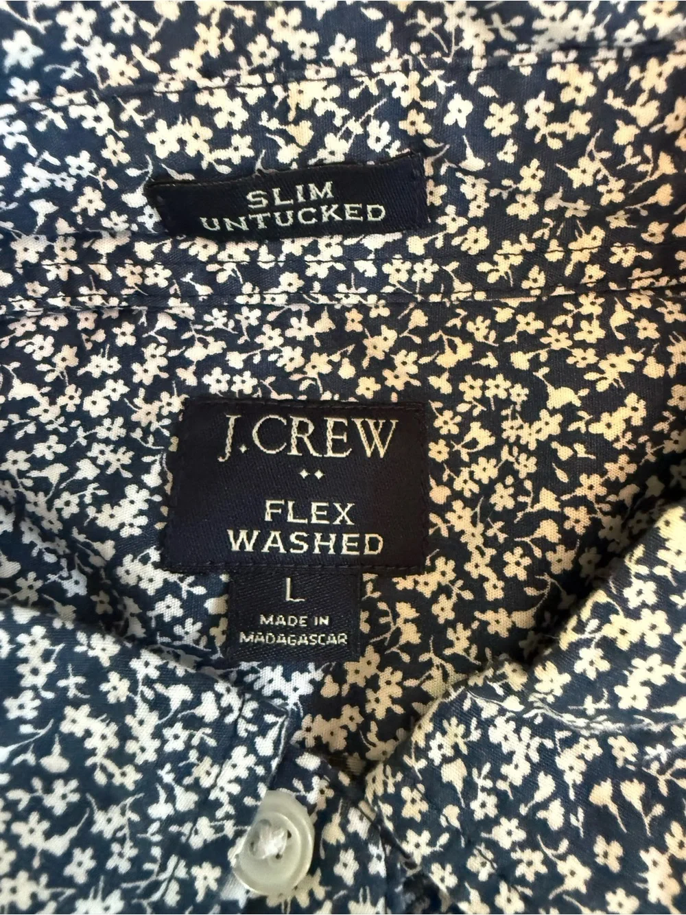 J.Crew Men's Blue Floral Button-Down Shirt Ditsy Print Size L